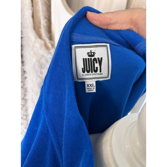 Juicy Couture Women's Sz XXL Blue Splash Classic Terry Cloth Zip Up Jacket#0138 - Picture 2 of 11